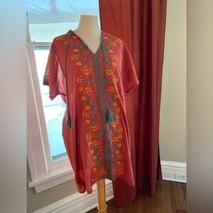 NATURAL LIFE Red and Orange Embroidered  Swimsuit Coverup - never worn